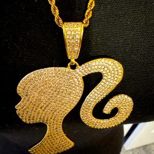 BARBIE core RHINESTONE necklace w Italian rope chain